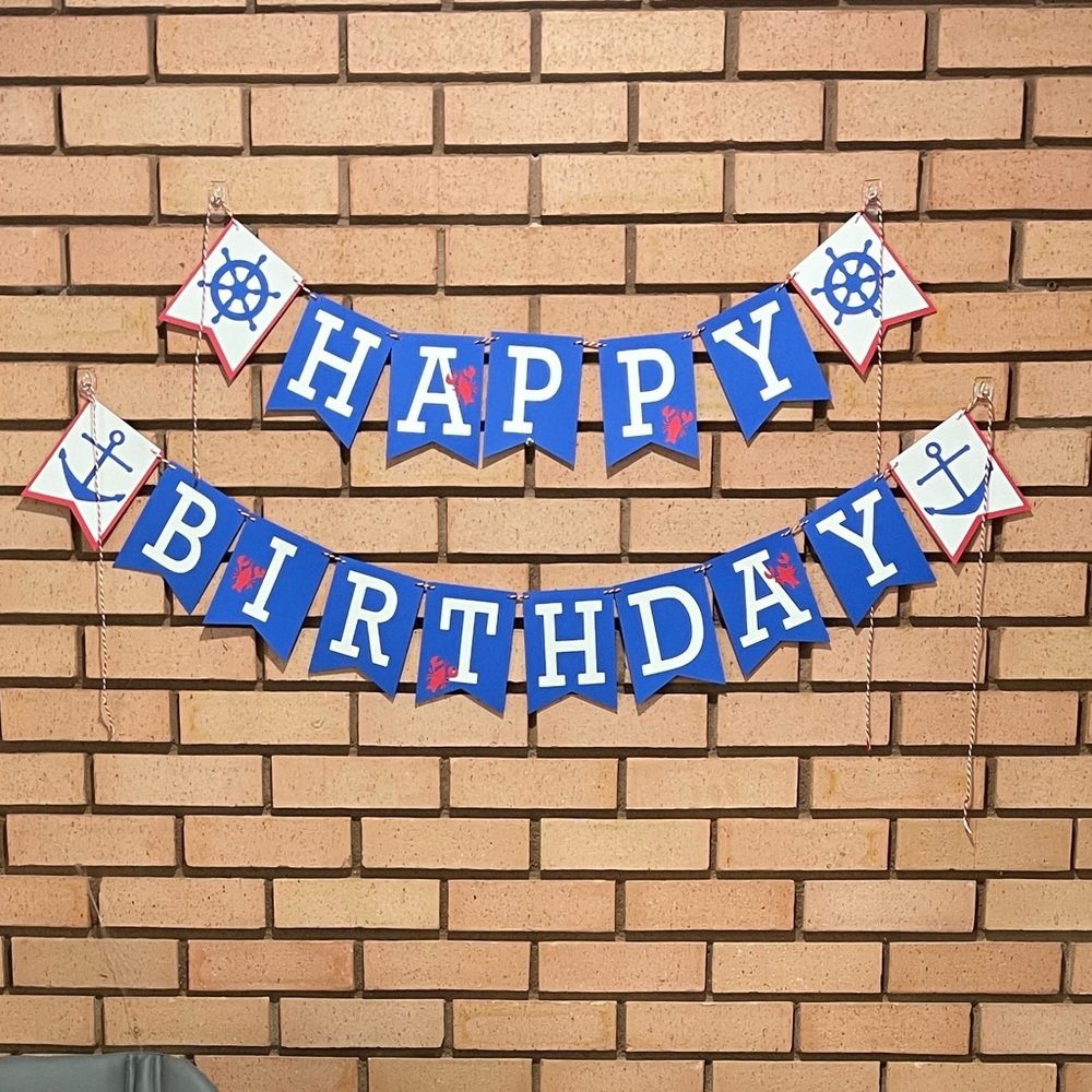 Nautical Birthday Banner & Photo Milestone Banner